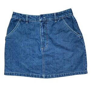 VTG Y2K Route 66 Blue Denim Pocket Mini Skirt Casual Retro Twee Boho